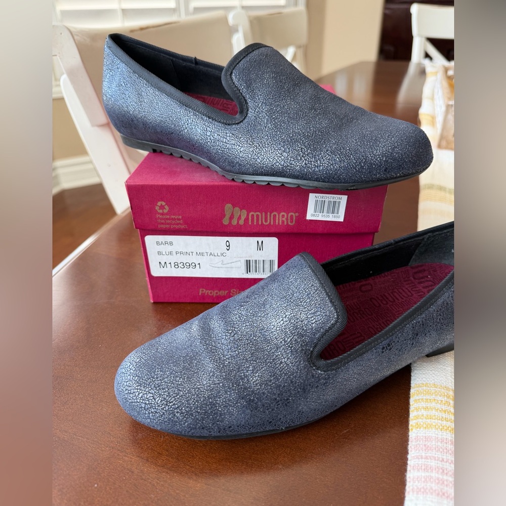 Munro Barb Metallic Blue Slip-On Loafers